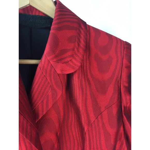 PEGGY JENNINGS BRIGHT Red Button Up Jacket Blazer Sz 10 - Picture 2 of 4